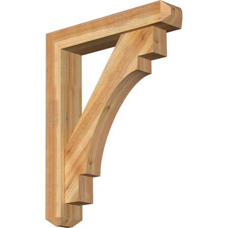 Ekena Millwork Merced Craftsman Rough Sawn Bracket w/ Offset Brace, Western Red Cedar, 6"W x 30"D x 38"H BKT0604X30X38MRC04RWR